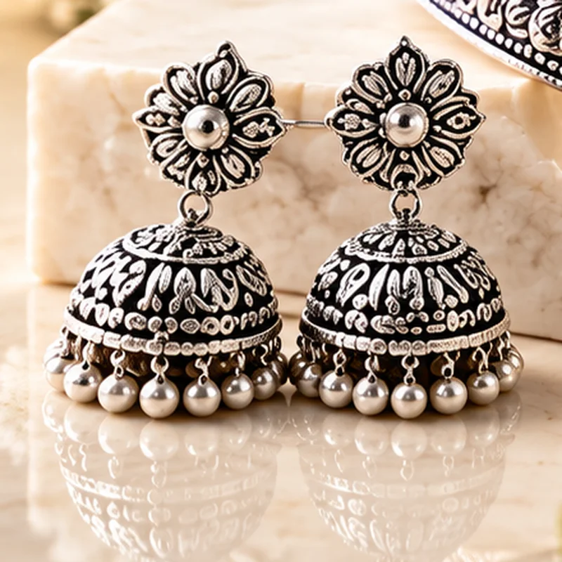 Marble Bloom Jhumkas
