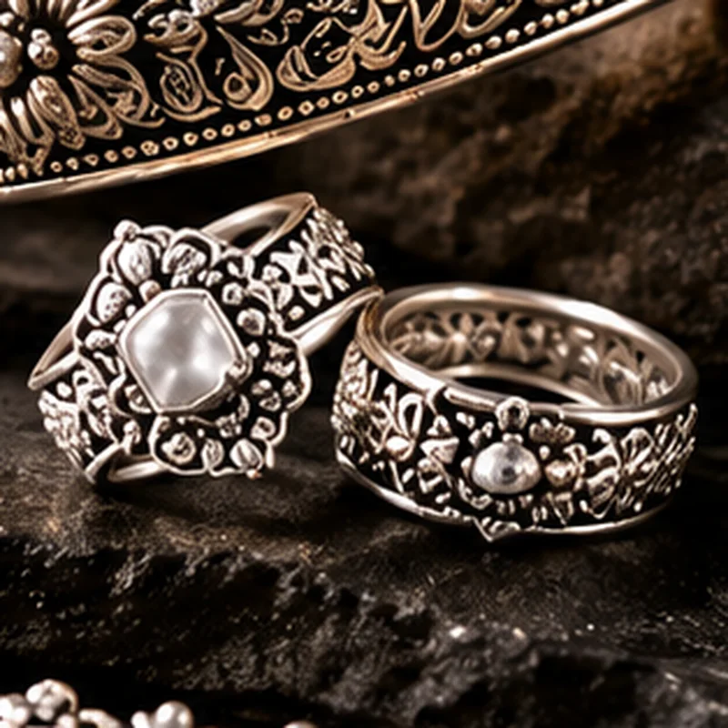 Pearl Crown Ring Duo